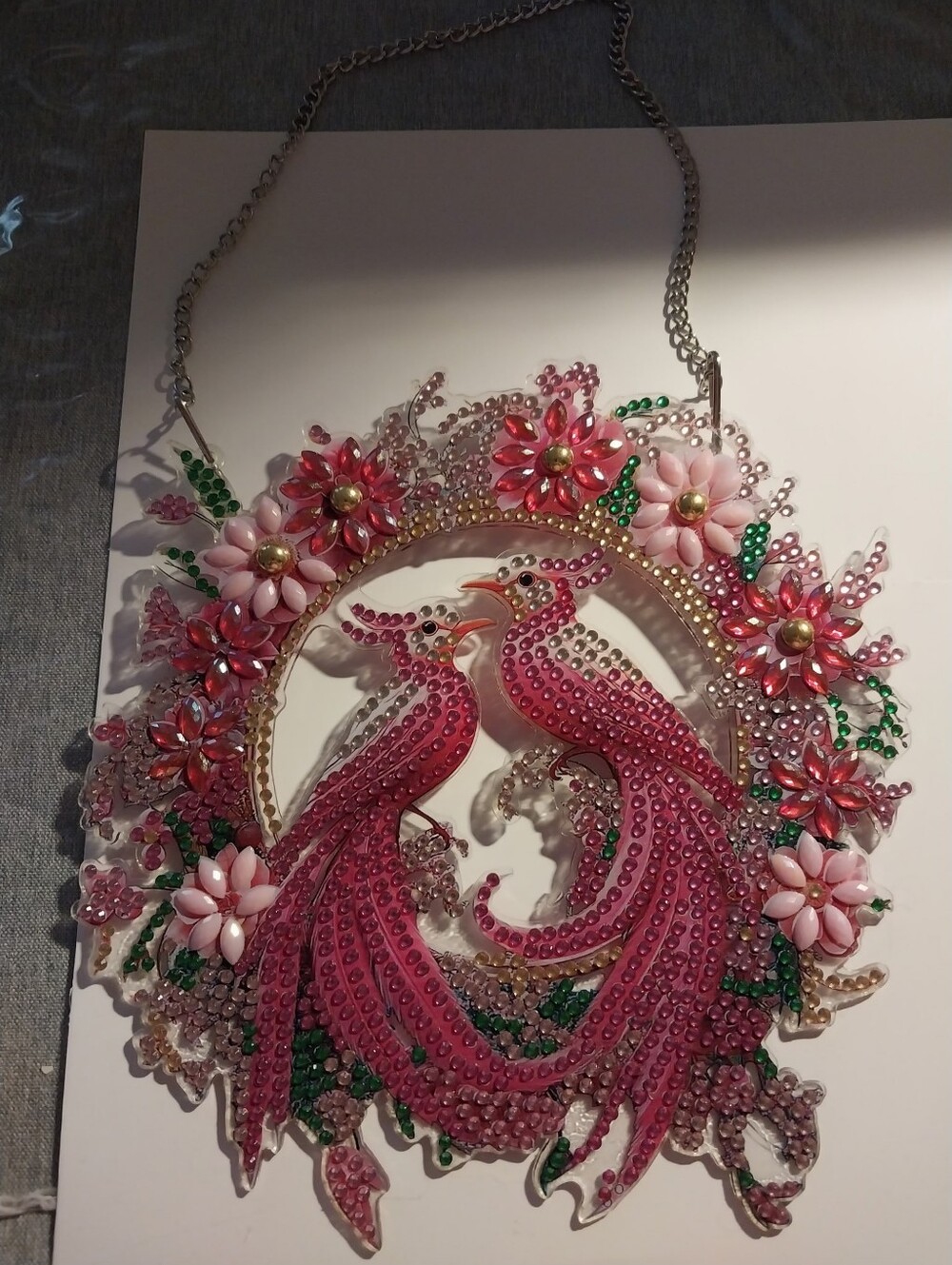 Pink Crystal Phoenix Wall Hang -